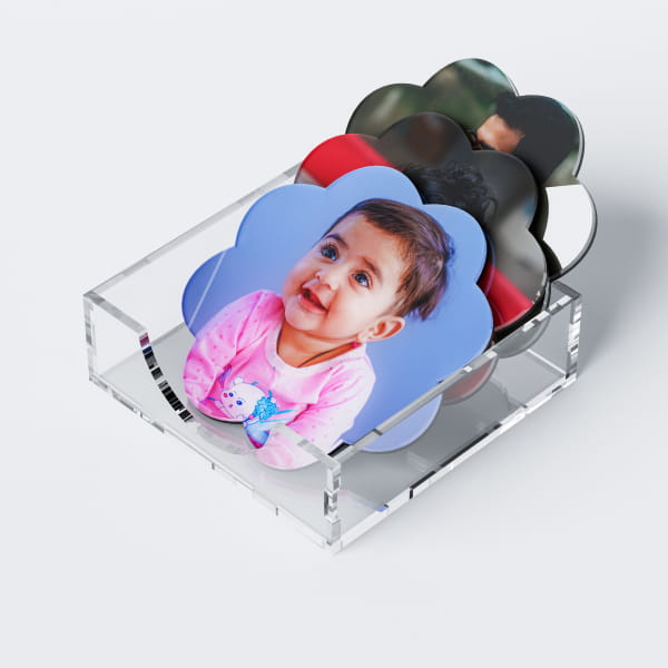 Full Pic Upload Design:  Floral Shaped Photo Acrylic Coaster