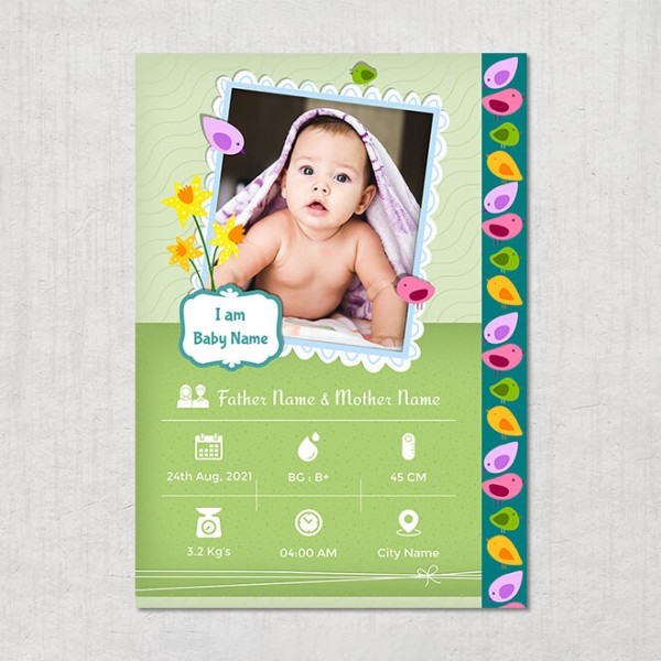 Curious Baby And Lovely Birds Design Acrylic Photo Frame