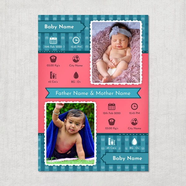 Twin Babies Striped Pattern Design Acrylic Photo Frame