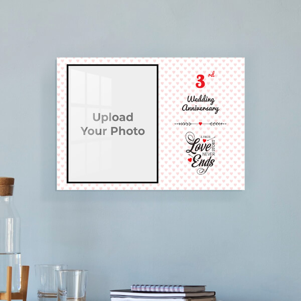 A True Love Story Never Ends Quotation with Heart Border Design: Landscape Acrylic Photo Frame with Image Printing – PrintShoppy Photo Frames