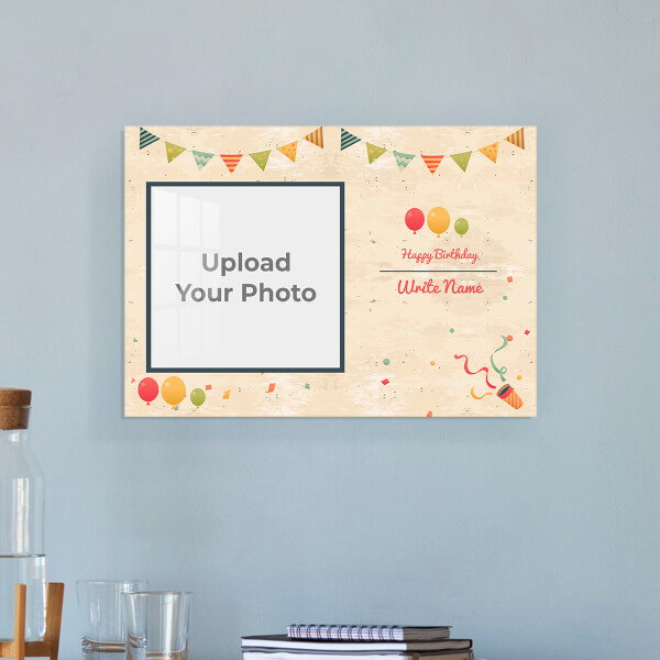 Birthday Wishes with Pennants and Balloons Design: Landscape Acrylic Photo Frame with Image Printing – PrintShoppy Photo Frames