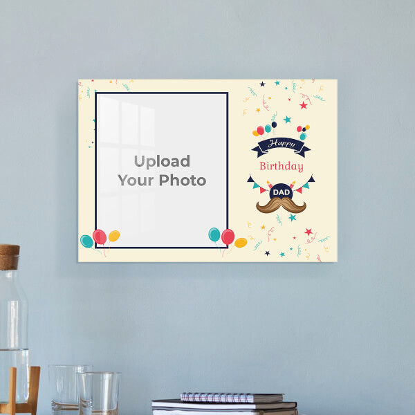 Happy Birthday Dad with Confetti Background Design: Landscape Acrylic Photo Frame with Image Printing – PrintShoppy Photo Frames