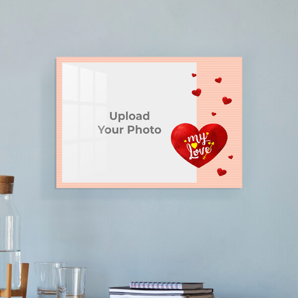 Red Hearts with Love Design: Landscape Acrylic Photo Frame with Image Printing – PrintShoppy Photo Frames