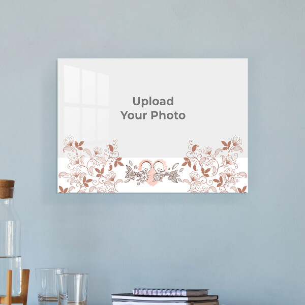 Love Birds Behind Hearts Design: Landscape Acrylic Photo Frame with Image Printing – PrintShoppy Photo Frames