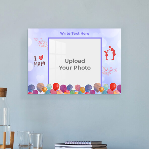 Happy Birthday Mom Wishes with Watercolour Balloons Design: Landscape Acrylic Photo Frame with Image Printing – PrintShoppy Photo Frames