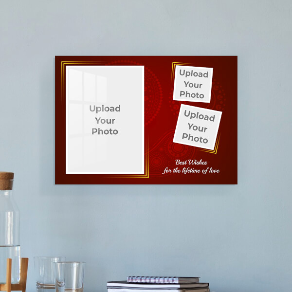 Maroon Background with Golden Frame Design: Landscape Acrylic Photo Frame with Image Printing – PrintShoppy Photo Frames