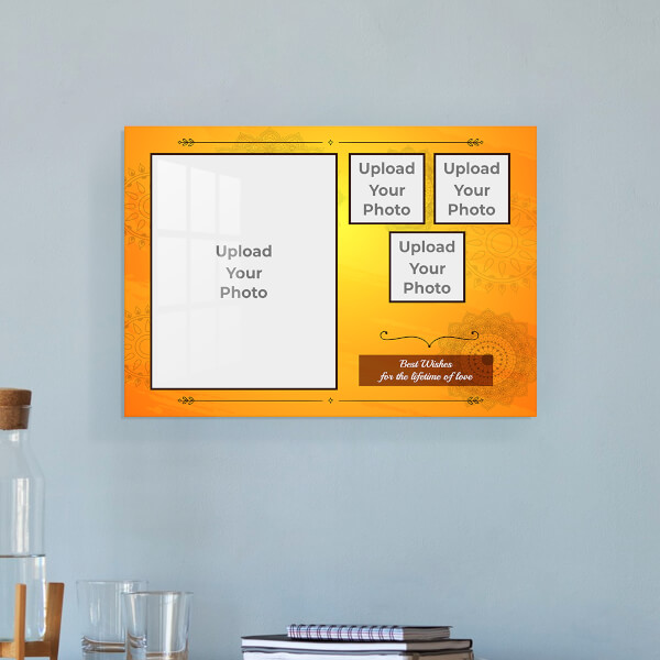 Lifetime of Love Wishes with Traditional Background Design: Landscape Acrylic Photo Frame with Image Printing – PrintShoppy Photo Frames