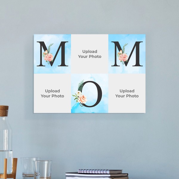 Multi Pic Upload Floral MOM Design Landscape Acrylic Photo Frame.