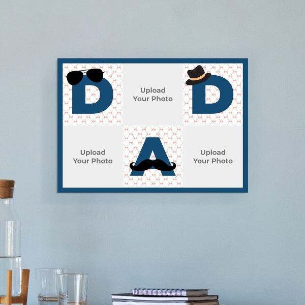Multi Pic Upload Dad Grid Design Landscspe Acrylic Photo Frame.