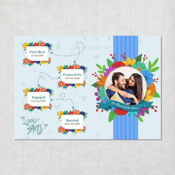 Couple Wild Flower Pattern Design Custom Landscape Love Story Photo Frame