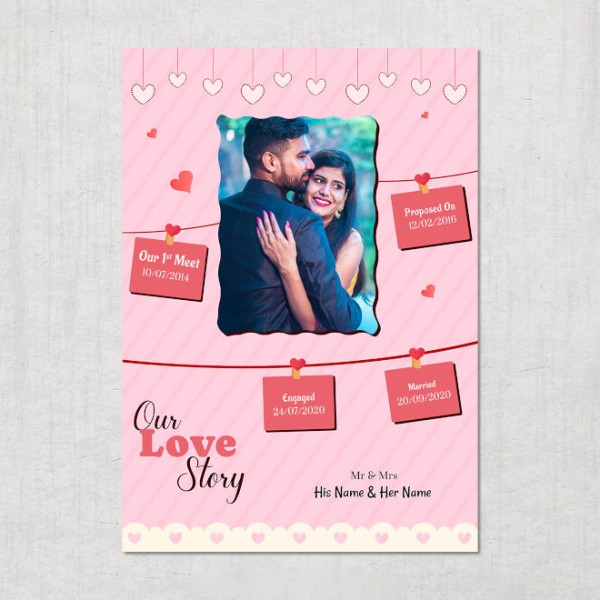 Couple Hanging Cards Design Custom Portrait Love Story Photo Frame