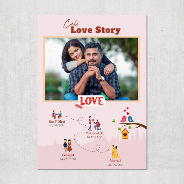 Couple Love Birds Sweet Home Design Custom Portrait Love Story Photo Frame