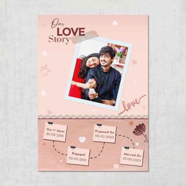 Couple Falling Hearts and Shining Stars Design Custom Portrait Love Story Photo Frame