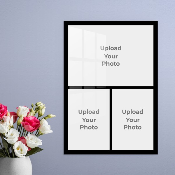 3 Pics Upload with Border Design: Portrait Acrylic Photo Frame with Image Printing – PrintShoppy Photo Frames