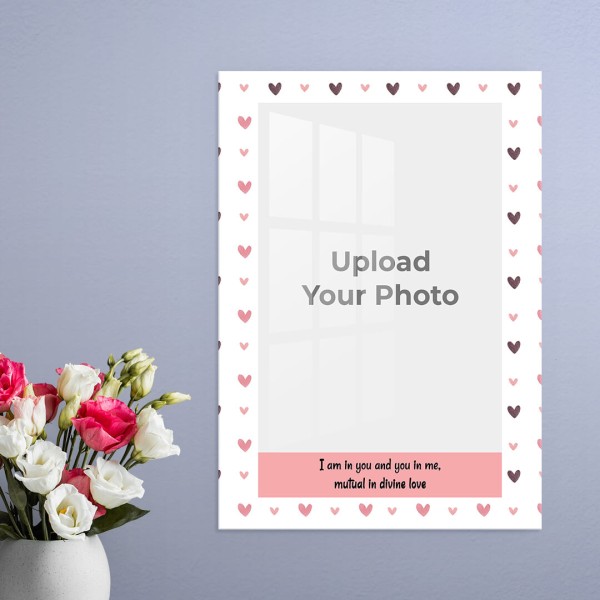 Divine Love Quotation with Heart Symbols Border Design: Portrait Acrylic Photo Frame with Image Printing – PrintShoppy Photo Frames