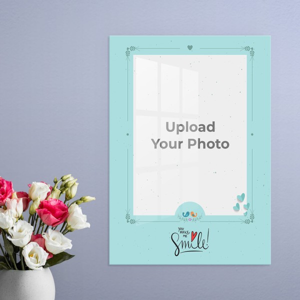 You Make Me Smile with Love Birds Design: Portrait Acrylic Photo Frame with Image Printing – PrintShoppy Photo Frames