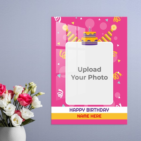 Confetti Birthday Background Design: Portrait Acrylic Photo Frame with Image Printing – PrintShoppy Photo Frames