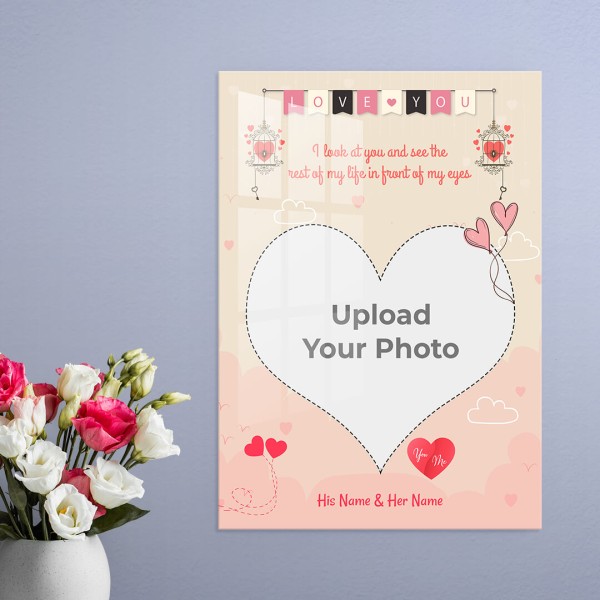 Pic Upload in Heart Symbol   Design: Portrait Acrylic Photo Frame with Image Printing – PrintShoppy Photo Frames