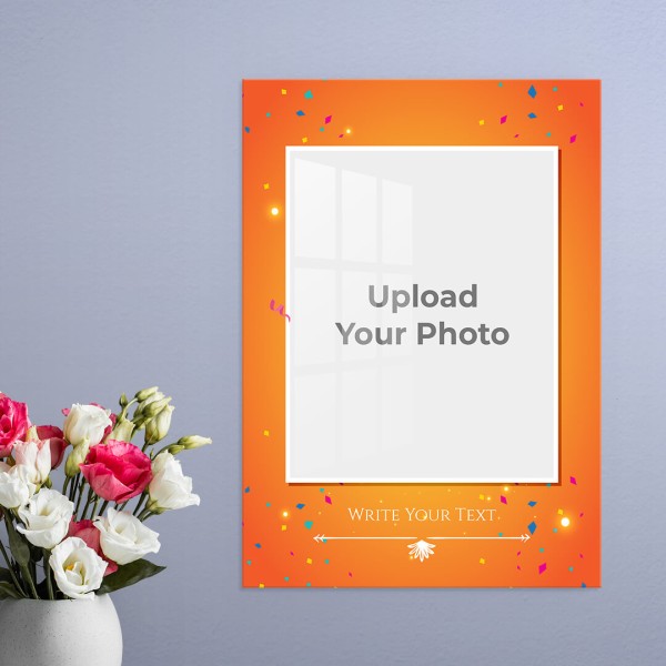 Birthday Wishes with Confetti Design: Portrait Acrylic Photo Frame with Image Printing – PrintShoppy Photo Frames