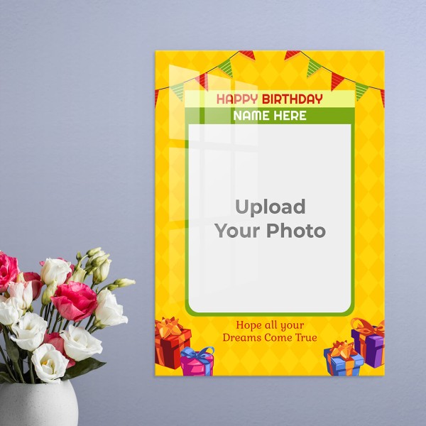 Dreams Come True Happy Birthday Design: Portrait Acrylic Photo Frame with Image Printing – PrintShoppy Photo Frames