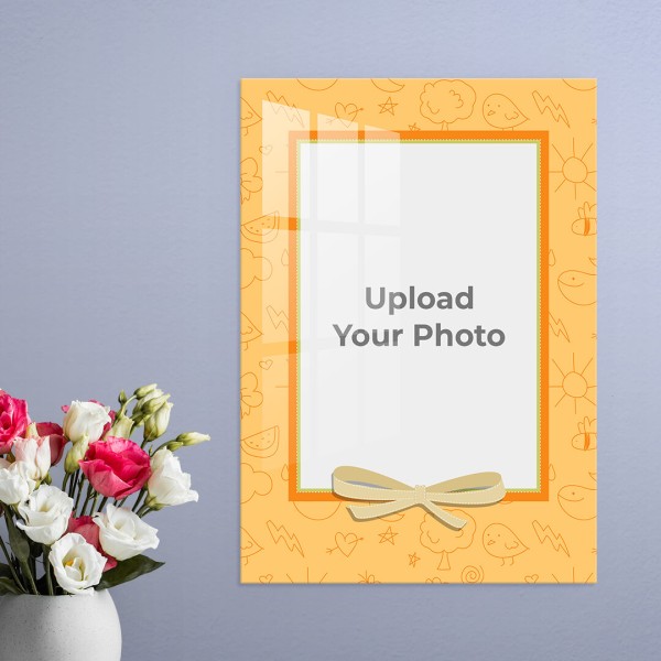 Orange Frame with A Ribbon Design: Portrait Acrylic Photo Frame with Image Printing – PrintShoppy Photo Frames