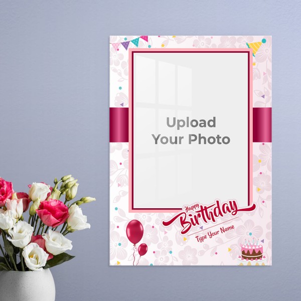 Birthday Wishes with Pink Ribbon Design: Portrait Acrylic Photo Frame with Image Printing – PrintShoppy Photo Frames