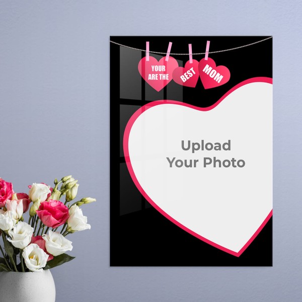 Best Mom with Heart Symbols Design: Portrait Acrylic Photo Frame with Image Printing – PrintShoppy Photo Frames