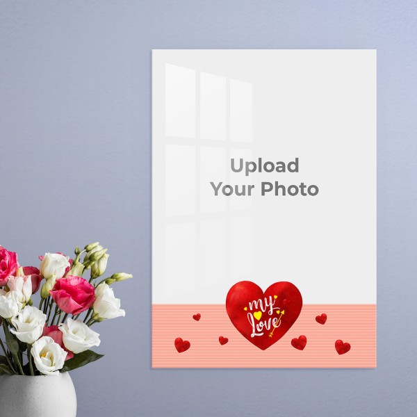 Red Hearts with Love Design: Portrait Acrylic Photo Frame with Image Printing – PrintShoppy Photo Frames