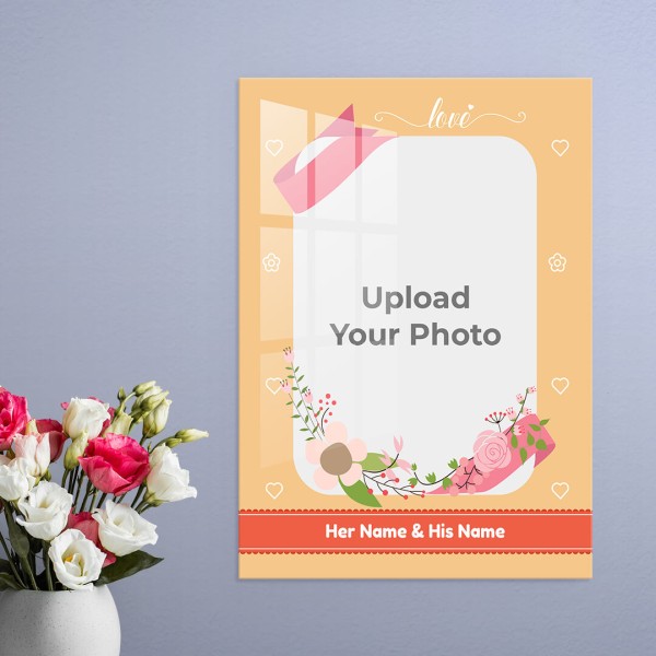 Bouquet with Love Background Design: Portrait Acrylic Photo Frame with Image Printing – PrintShoppy Photo Frames