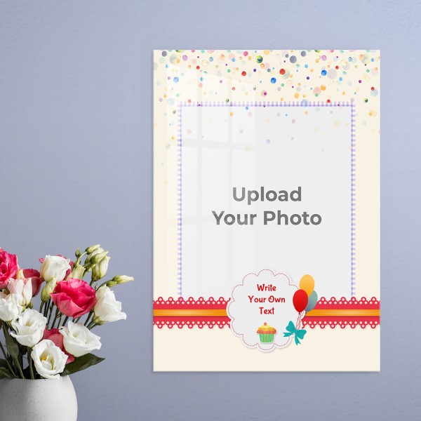 Birthday Wishes with Colour Bubbles and Balloons Design: Portrait Acrylic Photo Frame with Image Printing – PrintShoppy Photo Frames