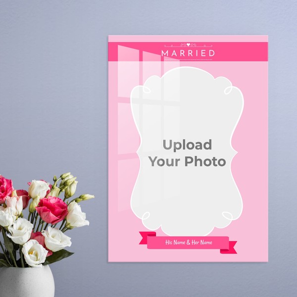 Vintage Frame with Heart Symbols in Background Design: Portrait Acrylic Photo Frame with Image Printing – PrintShoppy Photo Frames
