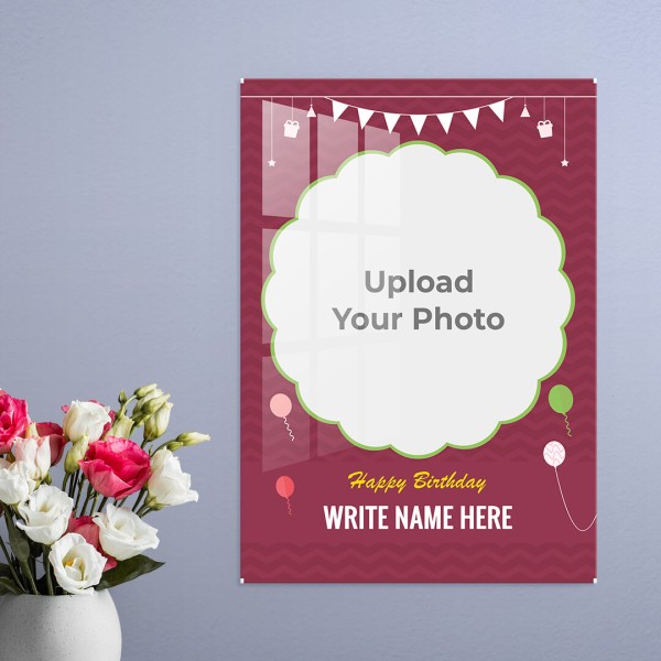 Birthday Wishes with Hanging Gifts and Balloons Design: Portrait Acrylic Photo Frame with Image Printing – PrintShoppy Photo Frames
