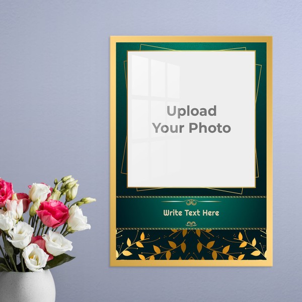 Golden Leaves with Golden Frame Design: Portrait Acrylic Photo Frame with Image Printing – PrintShoppy Photo Frames