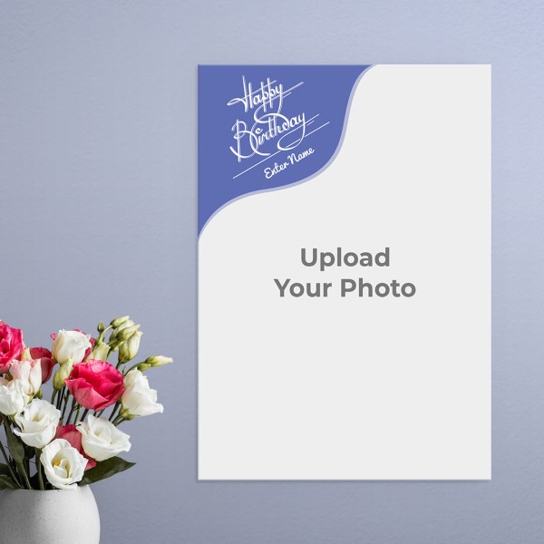 Blue Wave Happy Birthday Frame Design: Portrait Acrylic Photo Frame with Image Printing – PrintShoppy Photo Frames