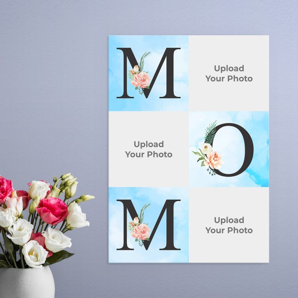 Multi Pic Upload Floral MOM Design Portrait Acrylic Photo Frame.