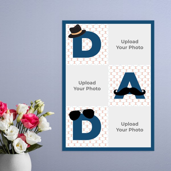 Multi Pic Upload Dad Grid Design Portrait Acrylic Photo Frame.