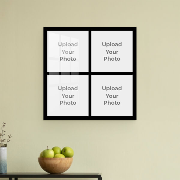 4 Pics Upload with Border Design: Square Acrylic Photo Frame with Image Printing – PrintShoppy Photo Frames