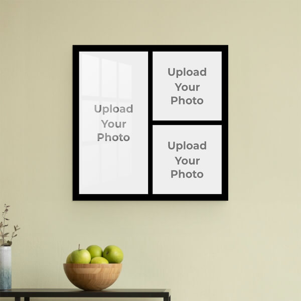 3 Pics Upload with Border Design: Square Acrylic Photo Frame with Image Printing – PrintShoppy Photo Frames