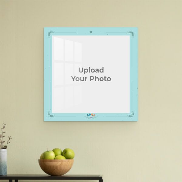 Floral Border with Birds Nest: Square Acrylic Photo Frame with Image Printing – PrintShoppy Photo Frames