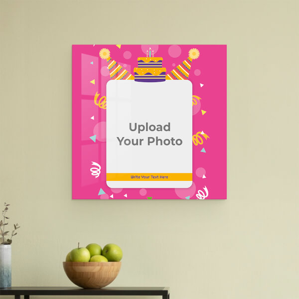 Confetti Birthday Background Design: Square Acrylic Photo Frame with Image Printing – PrintShoppy Photo Frames
