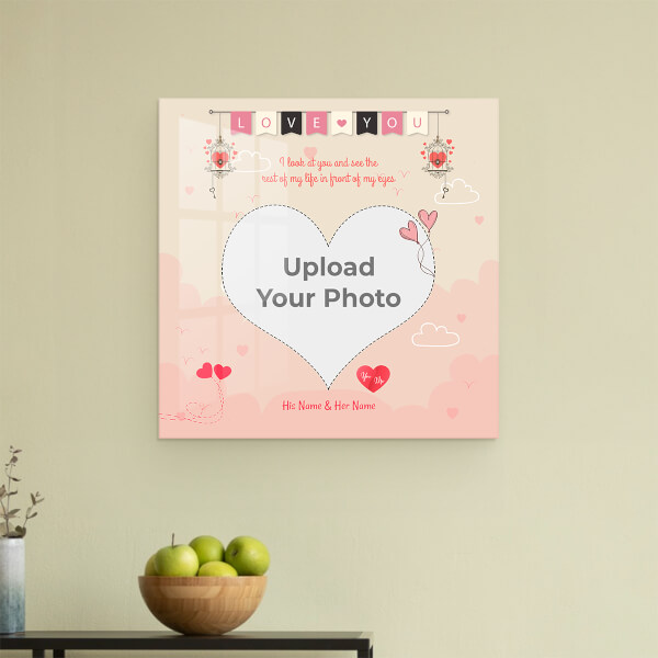 Pic Upload in Heart Symbol   Design: Square Acrylic Photo Frame with Image Printing – PrintShoppy Photo Frames