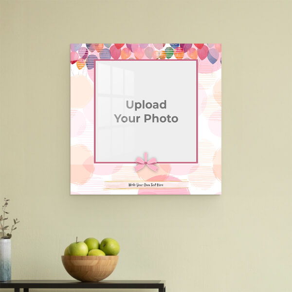 Abstract Balloons with Ribbon Frame Design: Square Acrylic Photo Frame with Image Printing – PrintShoppy Photo Frames