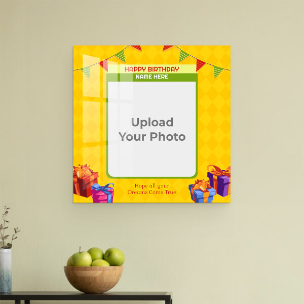Dreams Come True Happy Birthday Design: Square Acrylic Photo Frame with Image Printing – PrintShoppy Photo Frames