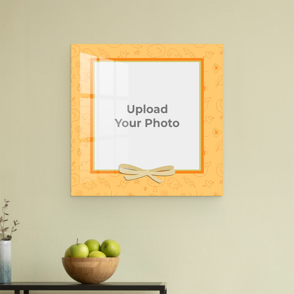 Orange Frame with A Ribbon Design: Square Acrylic Photo Frame with Image Printing – PrintShoppy Photo Frames