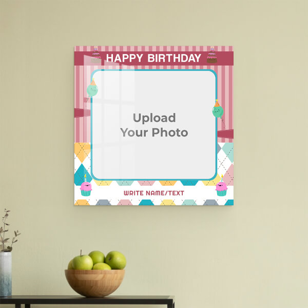 Birthday Cake Design: Square Acrylic Photo Frame with Image Printing – PrintShoppy Photo Frames