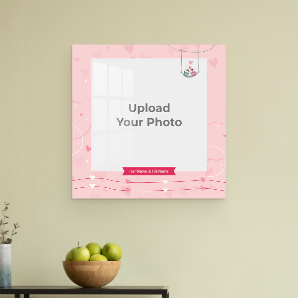 Love Birds Design: Square Acrylic Photo Frame with Image Printing – PrintShoppy Photo Frames