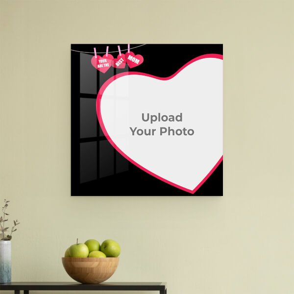 Best Mom with Heart Symbols Design: Square Acrylic Photo Frame with Image Printing – PrintShoppy Photo Frames