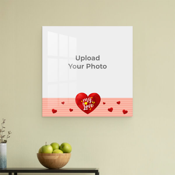 Red Hearts with Love Design: Square Acrylic Photo Frame with Image Printing – PrintShoppy Photo Frames