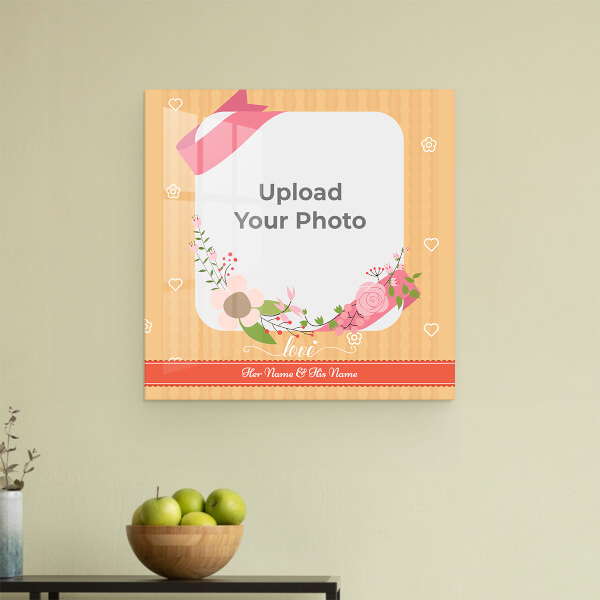Bouquet with Love Background Design: Square Acrylic Photo Frame with Image Printing – PrintShoppy Photo Frames
