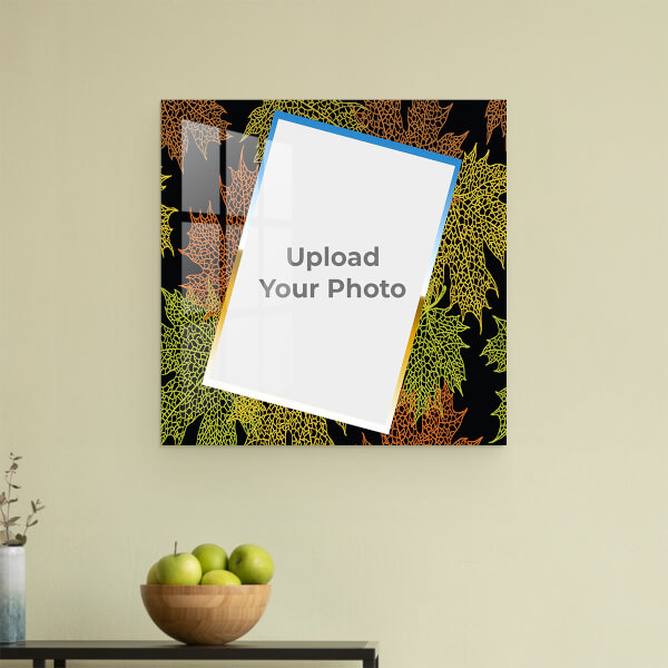 Leaf Colourful Line art with multicolour Border Frame: Square Acrylic Photo Frame with Image Printing – PrintShoppy Photo Frames